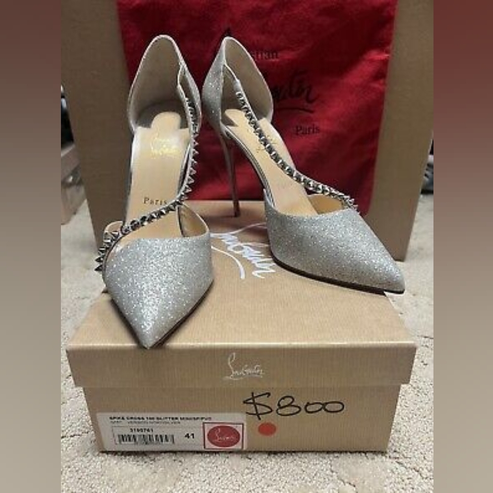 Brand new Louboutin Spike Cross Glitter Heels